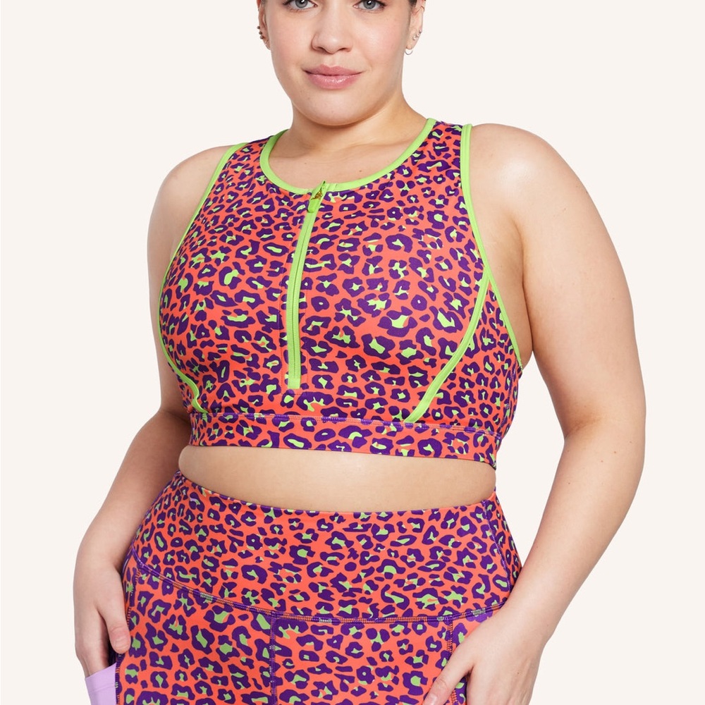 Peloton x Brittany Allen Leopard Zipper Bra